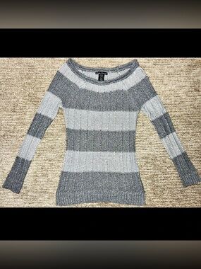 Simply Irresistible Metallic Striped Scoop Neck Sweater Medium
